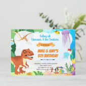 Dino onder de zeegelenkfeestje kaart (Staand voorkant)