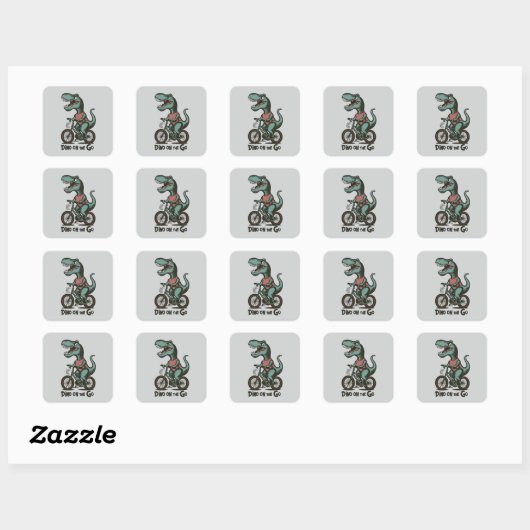 Dino onderweg vierkante sticker (Vel)