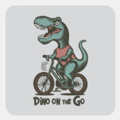 Dino onderweg vierkante sticker (Voorkant)