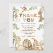 Dino One-A-Saurus 1e verjaardagsfeestje Bedankkaart (Voorkant)