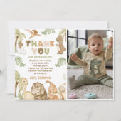 Dino One-A-Saurus 1e verjaardagsfeestje foto Bedankkaart (Voorkant)