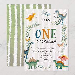 Dino Oneasaurus Groene Jongen 1e Verjaardag Kaart