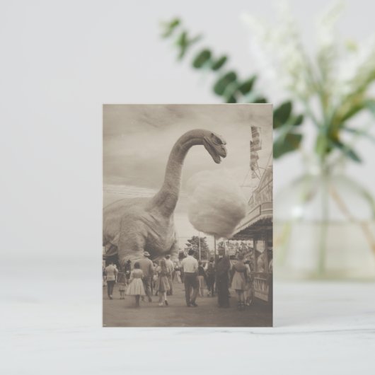 Dino op de kermis briefkaart (Staand voorkant)