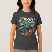 Dino op een Skateboard Tri-Blend Shirt (Voorkant)
