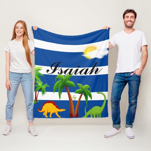 Dino op het strand fleece deken (In situ)