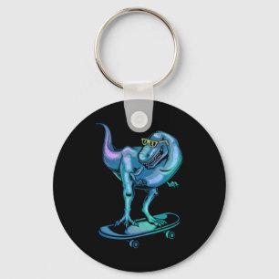 Dino op skateboard skeelerende dinosaurus uitrusti sleutelhanger