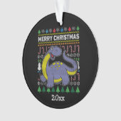 Dino Paars Ugly kerstSweater Wildlife Series Ornament (voorkant)