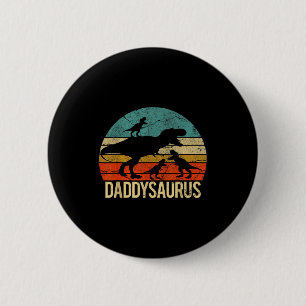 Dino Papa Daddysaurus 3 Drie Kinderen Kerstmis Chr Ronde Button 5,7 Cm