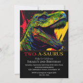 Dino Party 2e verjaardag uitnodiging (Voorkant)
