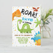 Dino Party Boy Dinosaur Oerwoud Verjaardag Kaart (Staand voorkant)