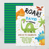 Dino Party Boy Dinosaur Oerwoud Verjaardag Kaart (Voorkant / Achterkant)