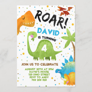 Dino Party Boy Dinosaur Oerwoud Verjaardag Kaart