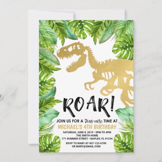 Dino Party Boy Kaart (Voorkant)