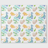 Dino Party Cute Dinosaur Birthday Boy Name & Age Cadeaupapier (Vlak)