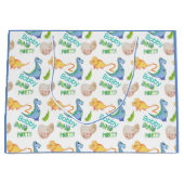 Dino Party Cute Dinosaur Birthday Boy Name & Age Groot Cadeauzakje (Voorkant)