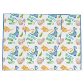 Dino Party Cute Dinosaur Birthday Boy Name & Age Groot Cadeauzakje (Achterkant)