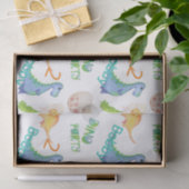 Dino Party Cute Dinosaur Birthday Boy Name & Age Tissuepapier (Geschenk)