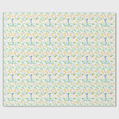 Dino Party Cute Dinosaur Birthday Boy Name & Age W Cadeaupapier (Vlak)