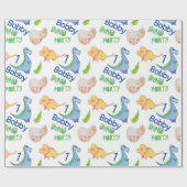 Dino Party Cute Dinosaur Birthday Boy personalisee Cadeaupapier (Vlak)