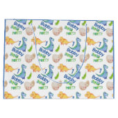 Dino Party Cute Dinosaur Birthday Boy personalisee Groot Cadeauzakje (Achterkant)