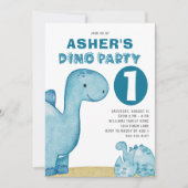 Dino Party Cute Dinosaurs First Birthday Kaart (Voorkant)