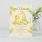 Dino Party Cute Dinosaurs First Birthday Kaart (Staand voorkant)
