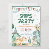 Dino Party Cute Dinosaurs First Birthday Kaart (Voorkant)