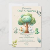 Dino Party Cute Dinosaurs First Birthday Kaart (Voorkant)