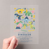 Dino Party Cute Modern Dinosaurs Vierde verjaardag Acryl Uitnodigingen (Insitu (Draagbaar))