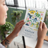 Dino Party Cute Modern Dinosaurs Zesde verjaardag Kaart