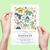 Dino Party Cute Modern Dinosaurs Zesde verjaardag Kaart