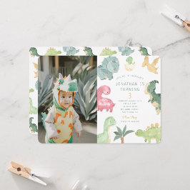 Dino Party Dino Mite Foto Verjaardag Kaart