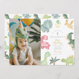 Dino Party Dino Mite Foto Verjaardag Kaart