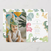 Dino Party Dino Mite Foto Verjaardag Kaart