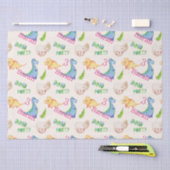 Dino Party Dinosaur Birthday Girl's Name & Age Tissuepapier (Craft)