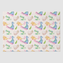 Dino Party Dinosaur Birthday Girl's Name & Age Tissuepapier