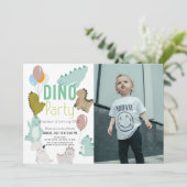 Dino Party Dinosaur Boy Foto Birthday Kaart (Staand voorkant)