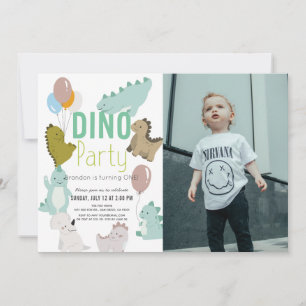 Dino Party Dinosaur Boy Foto Birthday Kaart