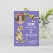 Dino Party Dinosaur T Rex Girl 3rd Birthday Paars (Staand voorkant)