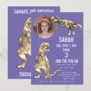 Dino Party Dinosaur T Rex Girl 3rd Birthday Paars