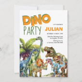 Dino Party Dinosaurus Verjaardag Kaart (Voorkant)