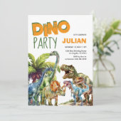Dino Party Dinosaurus Verjaardag Kaart (Staand voorkant)