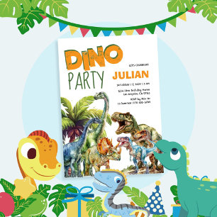 Dino Party Dinosaurus Verjaardag Kaart