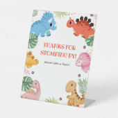 Dino Party Dinosaurus Verjaardagsfeest Neem een gu Reclamebord Met Voetstuk (Voorkant)
