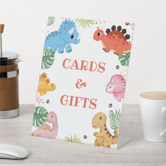 Dino Party Dinosaurus Verjaardagsfeestje Kaarten & Reclamebord Met Voetstuk (Insitu)