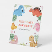 Dino Party Dinosaurus Verjaardagsfeestje Neem een  Reclamebord Met Voetstuk (Voorkant)