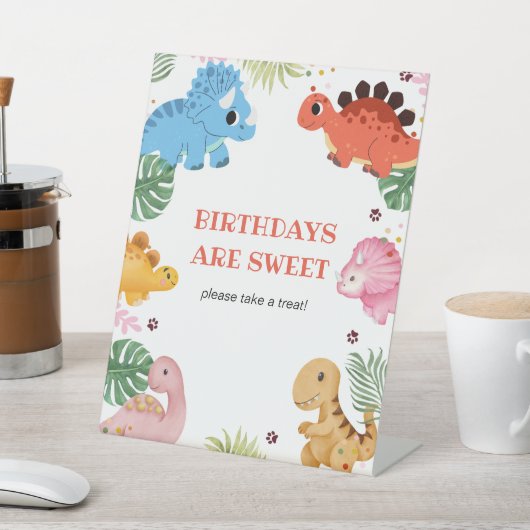 Dino Party Dinosaurus Verjaardagsfeestje Neem een  Reclamebord Met Voetstuk (Insitu)