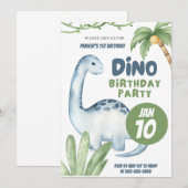 Dino Party | Dinosaurussen Eerste Verjaardag uitno Kaart (Voorkant / Achterkant)