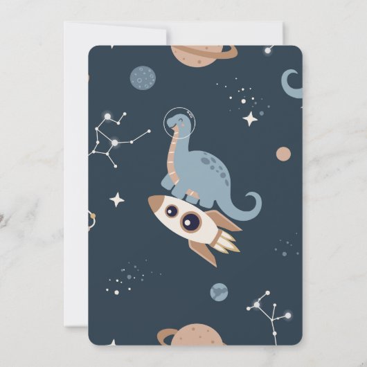 Dino Party Dinosaurussen Outerspace 1e verjaardag Kaart (Achterkant)