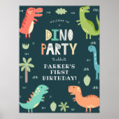 Dino Party Dinosaurussen Verjaardagsfeestje Welkom Poster (Voorkant)